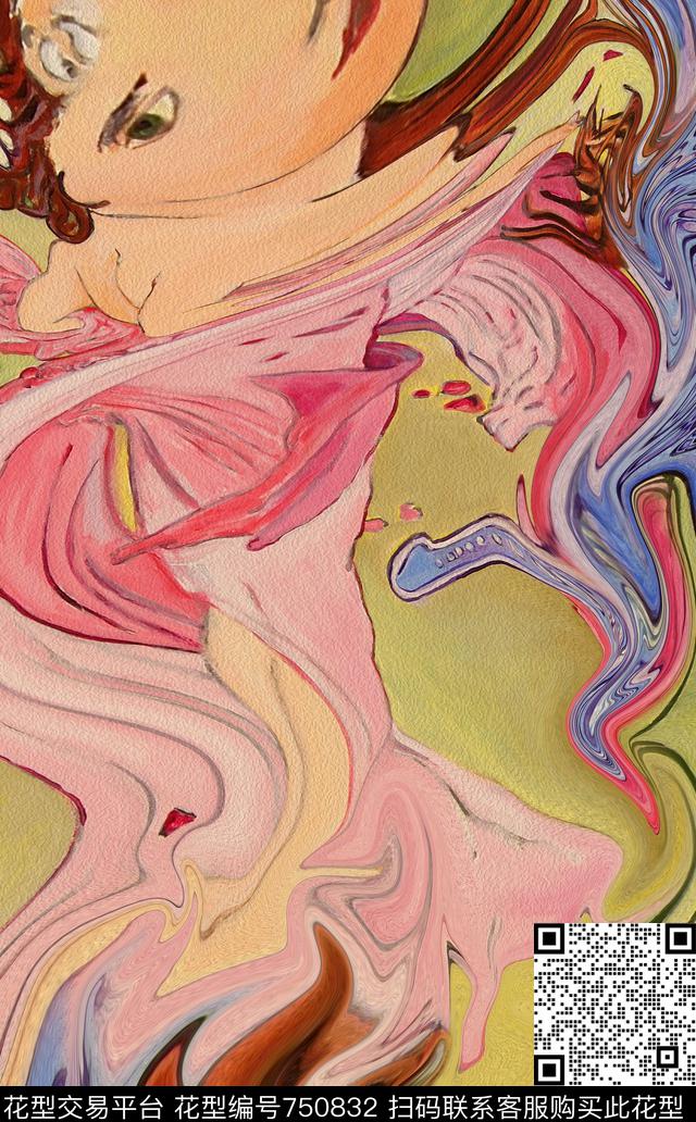 抽象油画抽象动漫抽象人物数码印花华亿平台下载（图片编号: 750832） - 瓦栏（Walan）