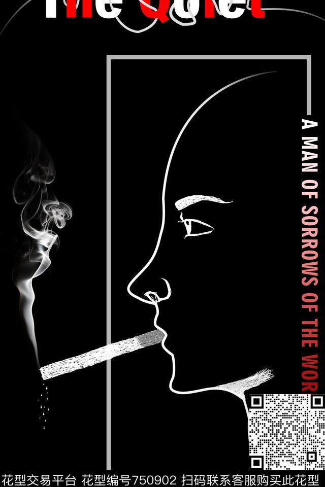 男装黑白抽烟数码印花华亿平台下载（图片编号: 750902） - 瓦栏（Walan）