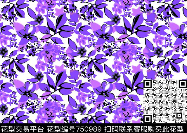 乱花花瓣花朵传统印花华亿平台下载（图片编号: 750989） - 瓦栏（Walan）