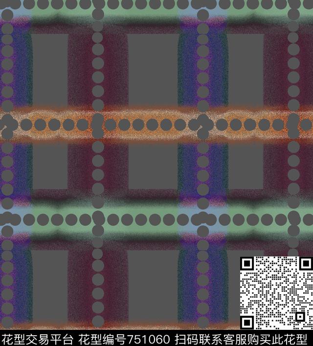 格子抽象花卉数码印花华亿平台下载（图片编号: 751060） - 瓦栏（Walan）