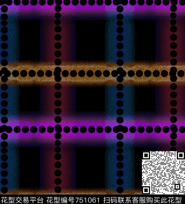 格子抽象花卉数码印花华亿平台下载（图片编号: 751061） - 瓦栏（Walan）