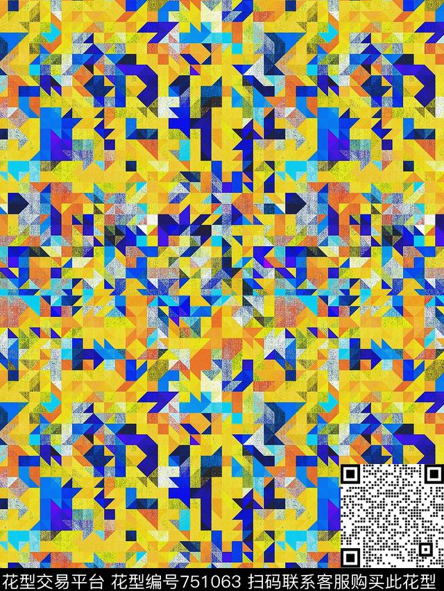 色块女装几何数码印花华亿平台下载（图片编号: 751063） - 瓦栏（Walan）