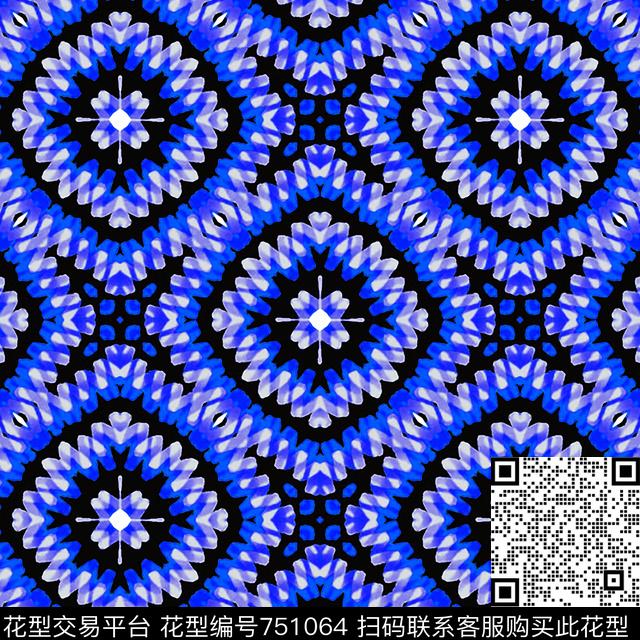 女装不规则几何民族风数码印花华亿平台下载（图片编号: 751064） - 瓦栏（Walan）