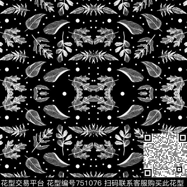 树叶叶子圆点传统印花华亿平台下载（图片编号: 751076） - 瓦栏（Walan）