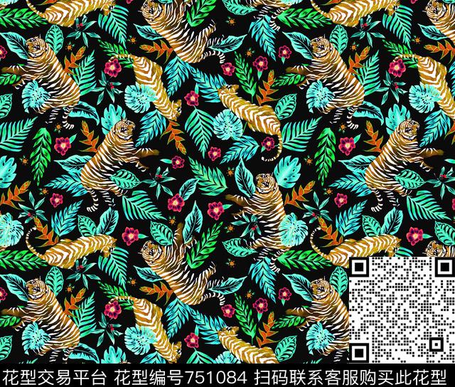 女装绿植树叶大牌风数码印花华亿平台下载（图片编号: 751084） - 瓦栏（Walan）