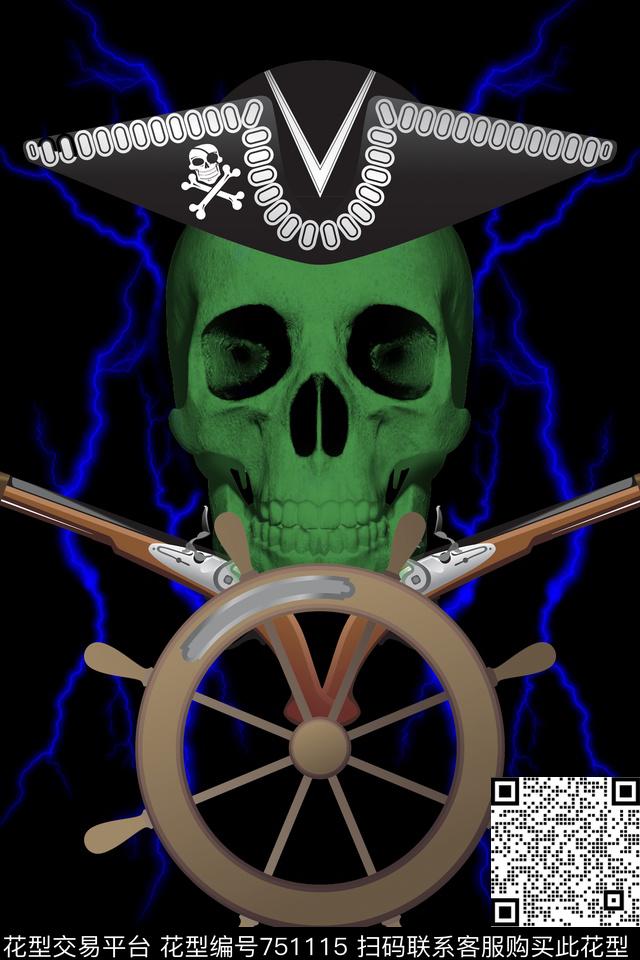 男装海盗骷髅头数码印花华亿平台下载（图片编号: 751115） - 瓦栏（Walan）