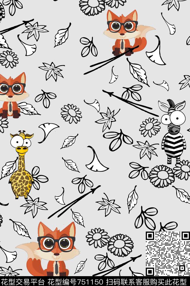 动物花朵趣味传统印花华亿平台下载（图片编号: 751150） - 瓦栏（Walan）