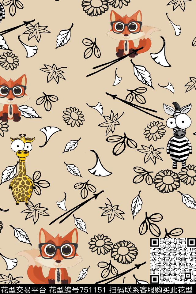 动物花朵趣味传统印花华亿平台下载（图片编号: 751151） - 瓦栏（Walan）