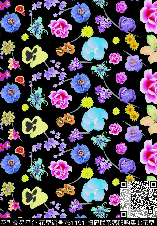 百合牡丹大花传统印花华亿平台下载（图片编号: 751191） - 瓦栏（Walan）