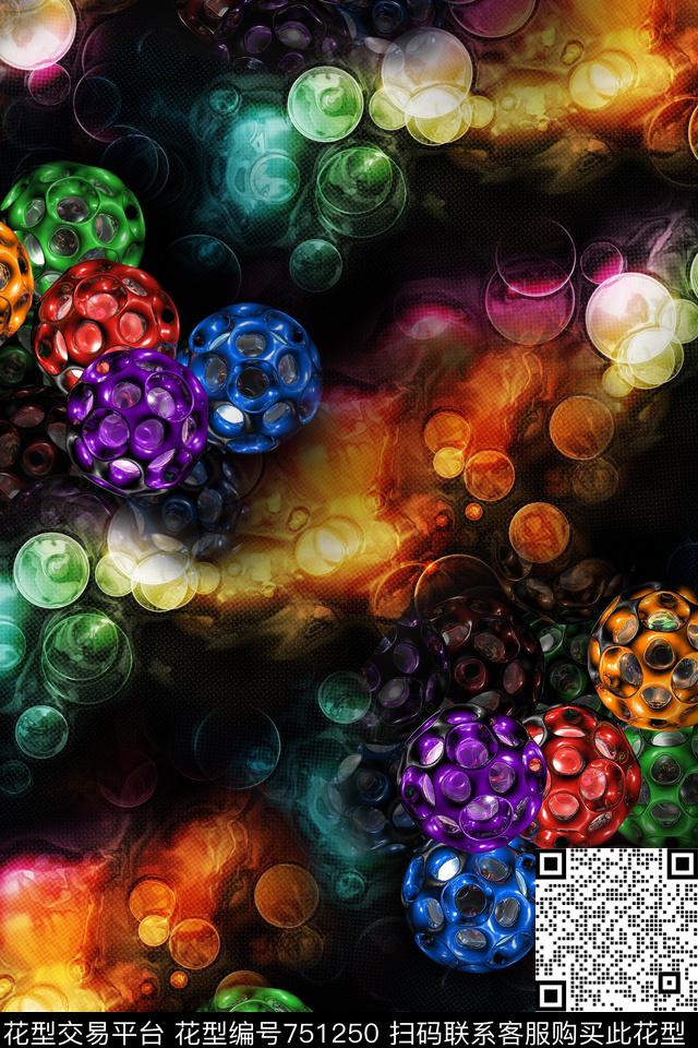 抽象炫彩分形数码印花华亿平台下载（图片编号: 751250） - 瓦栏（Walan）