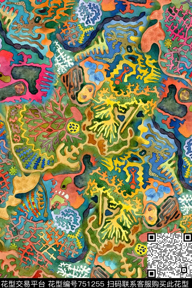 抽象几何纹理数码印花华亿平台下载（图片编号: 751255） - 瓦栏（Walan）