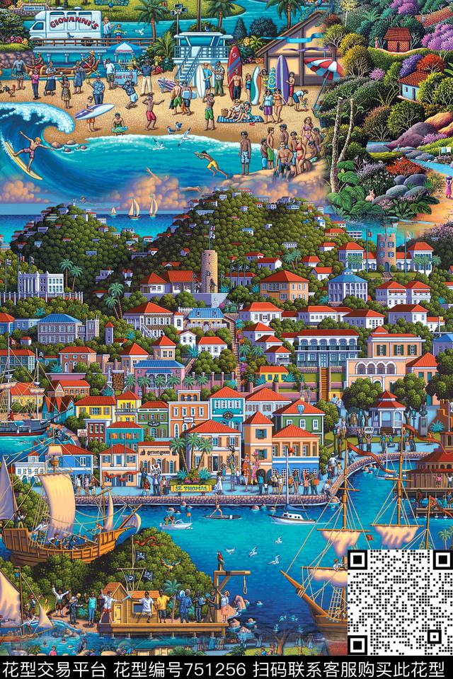 欧式复古建筑数码印花华亿平台下载（图片编号: 751256） - 瓦栏（Walan）