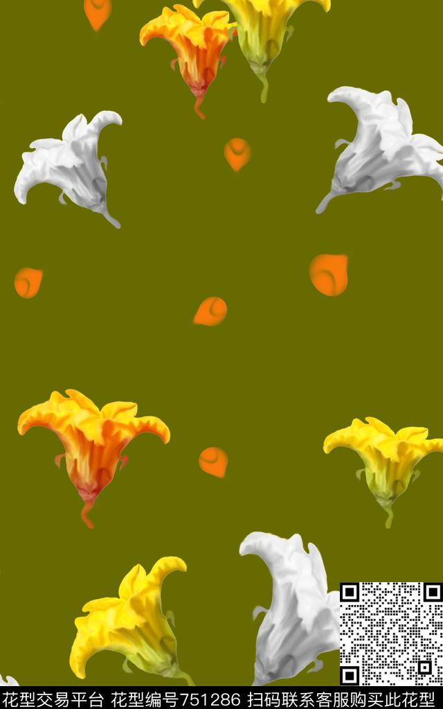 南瓜花定位华亿平台T恤卫衣外套半身裙黑色白色数码印花华亿平台下载（图片编号: 751286） - 瓦栏（Walan）