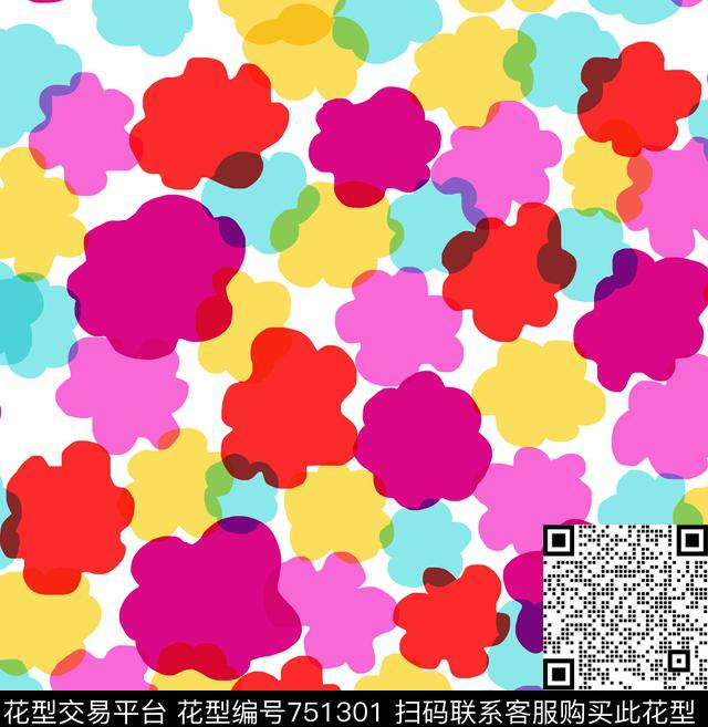 小碎花花卉糖果数码印花华亿平台下载（图片编号: 751301） - 瓦栏（Walan）