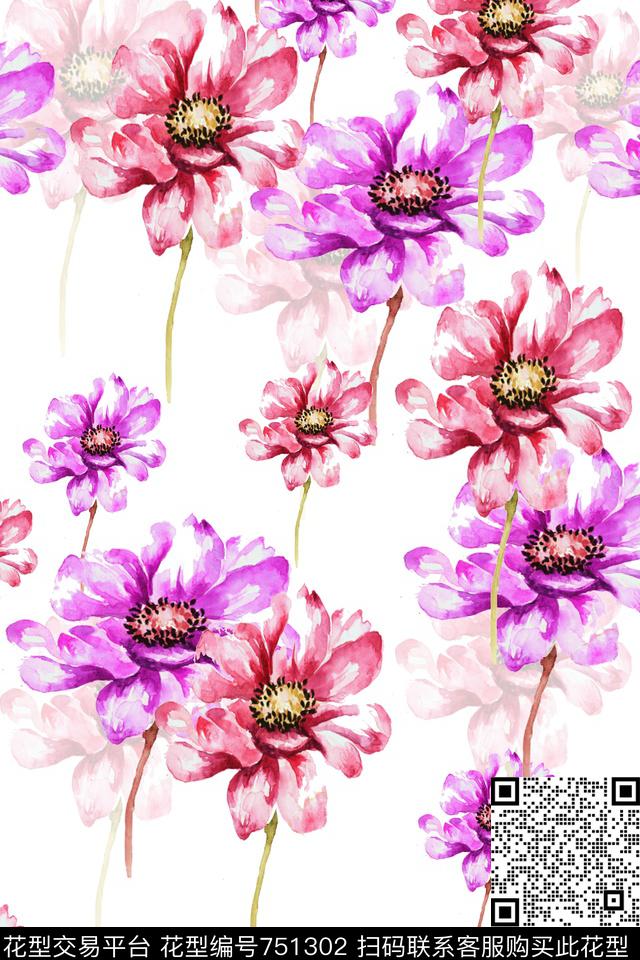 花卉数码印花华亿平台下载（图片编号: 751302） - 瓦栏（Walan）
