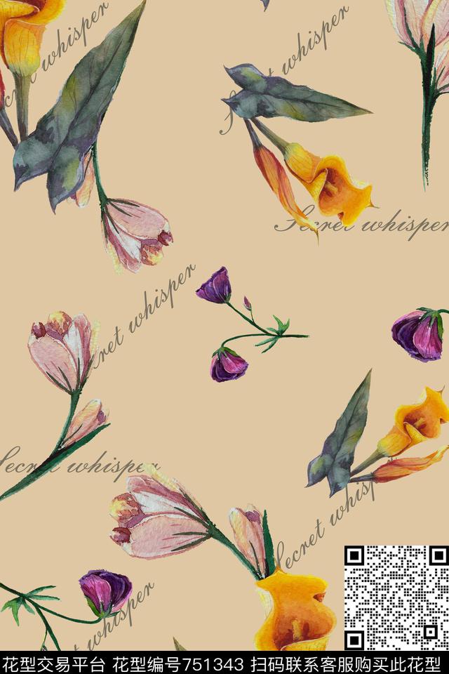 花卉数码印花华亿平台下载（图片编号: 751343） - 瓦栏（Walan）