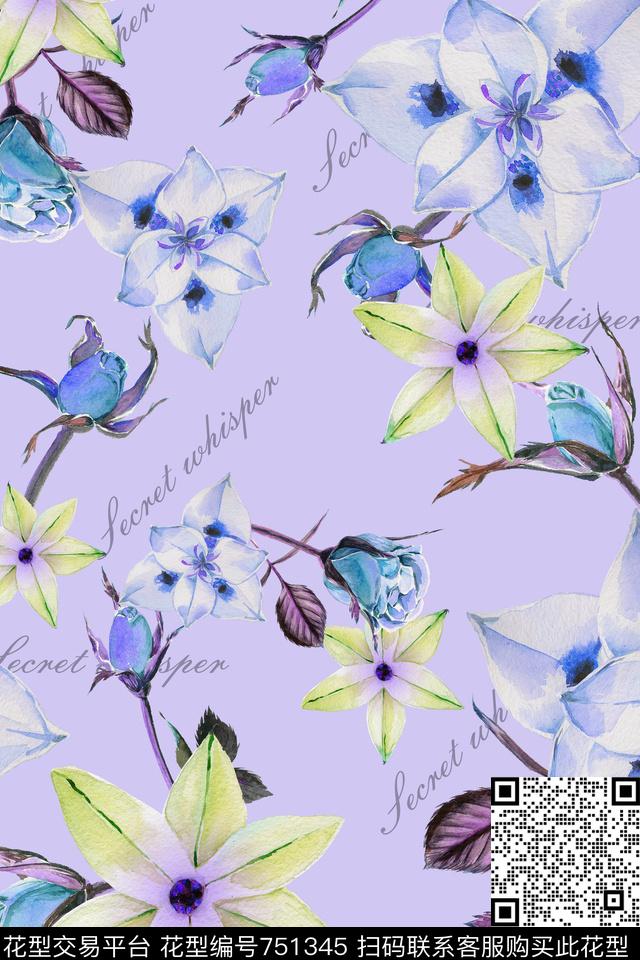 花朵花卉数码印花华亿平台下载（图片编号: 751345） - 瓦栏（Walan）