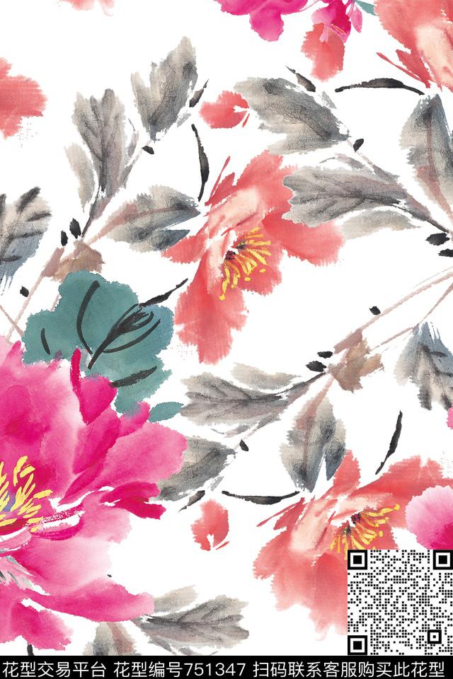 花朵花卉数码印花华亿平台下载（图片编号: 751347） - 瓦栏（Walan）