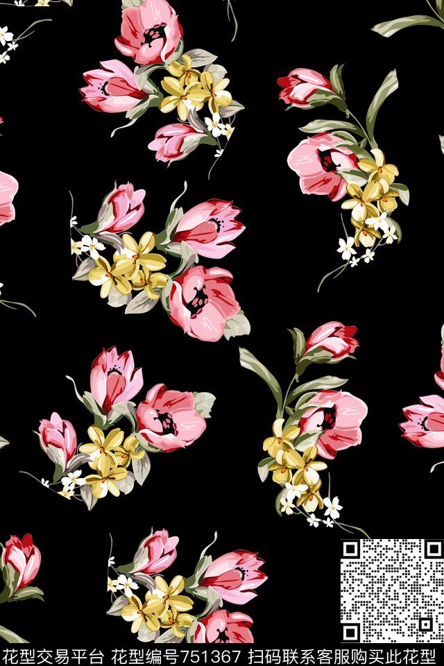 小碎花花朵花卉传统印花华亿平台下载（图片编号: 751367） - 瓦栏（Walan）