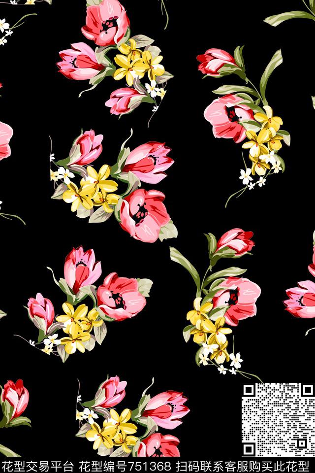 小碎花花朵花卉传统印花华亿平台下载（图片编号: 751368） - 瓦栏（Walan）
