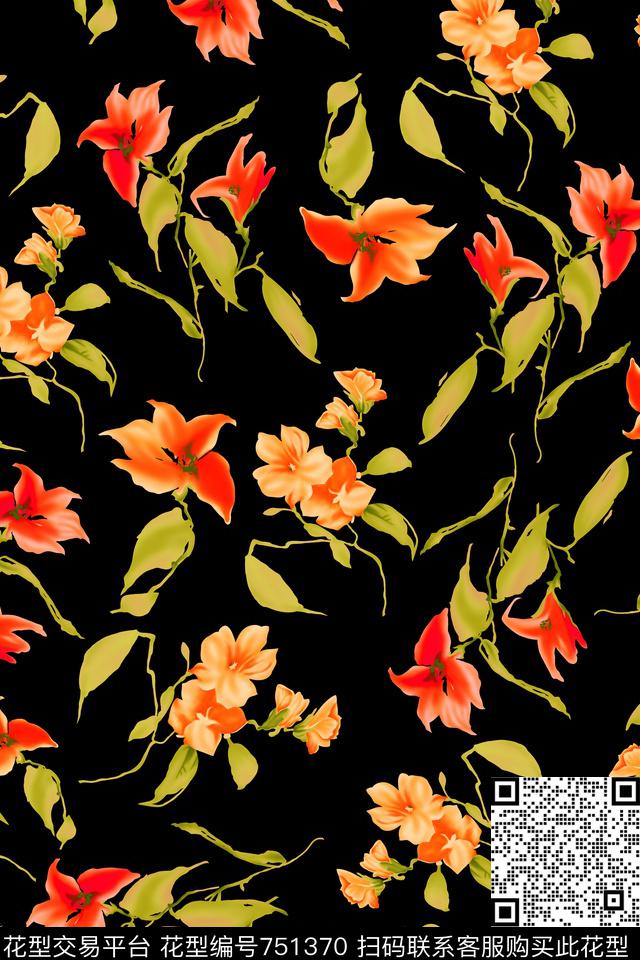 小碎花花朵花卉数码印花华亿平台下载（图片编号: 751370） - 瓦栏（Walan）