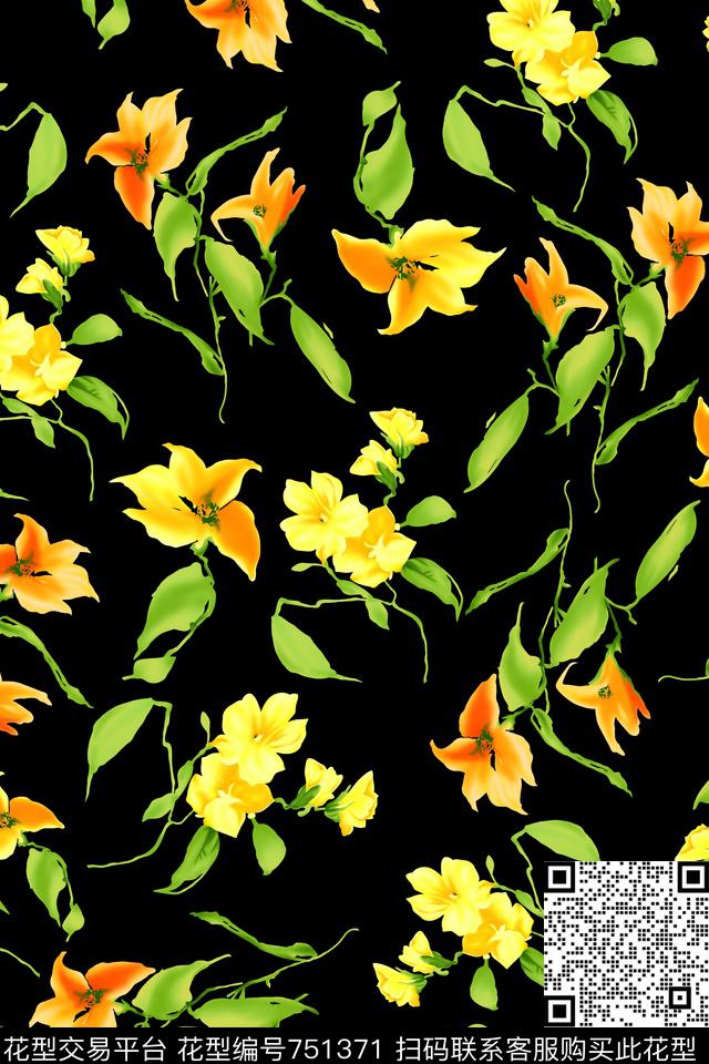 小碎花花朵花卉数码印花华亿平台下载（图片编号: 751371） - 瓦栏（Walan）