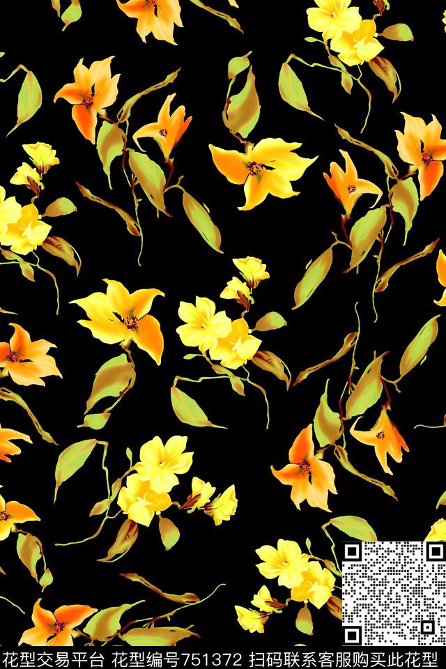 小碎花花朵花卉数码印花华亿平台下载（图片编号: 751372） - 瓦栏（Walan）