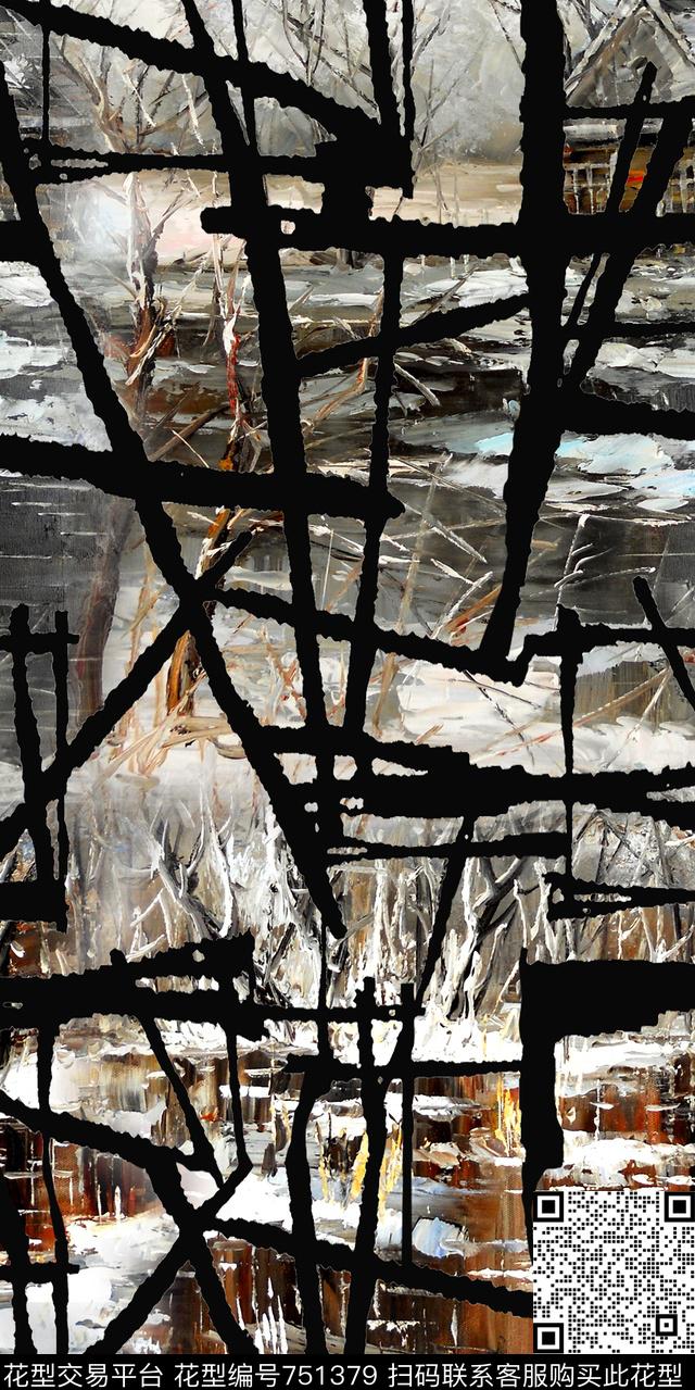 几何抽象风景数码印花华亿平台下载（图片编号: 751379） - 瓦栏（Walan）