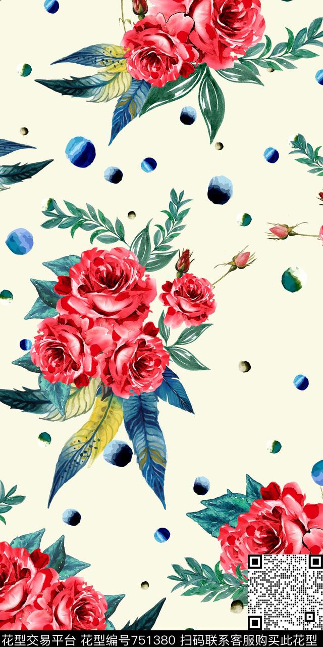 花卉羽毛几何数码印花华亿平台下载（图片编号: 751380） - 瓦栏（Walan）