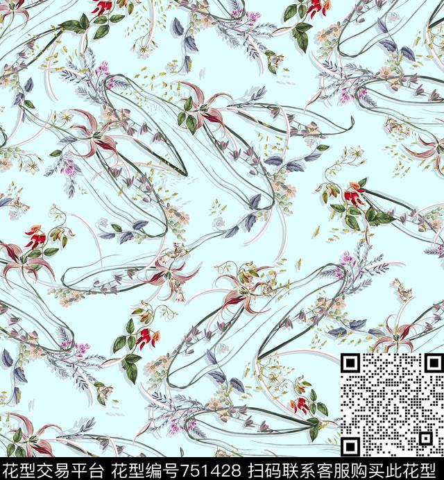 百合花瓣花朵数码印花华亿平台下载（图片编号: 751428） - 瓦栏（Walan）