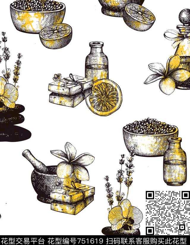 黑白柠檬厨具传统印花华亿平台下载（图片编号: 751619） - 瓦栏（Walan）