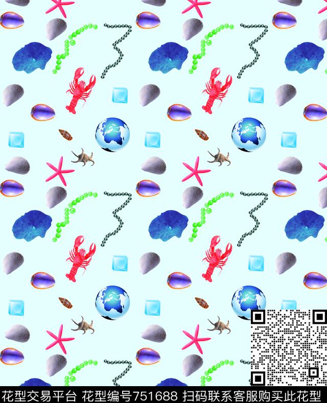 星球虾海星传统印花华亿平台下载（图片编号: 751688） - 瓦栏（Walan）
