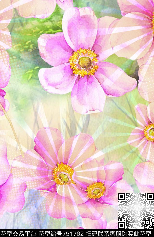 小碎花字母千堂鸟传统印花华亿平台下载（图片编号: 751762） - 瓦栏（Walan）