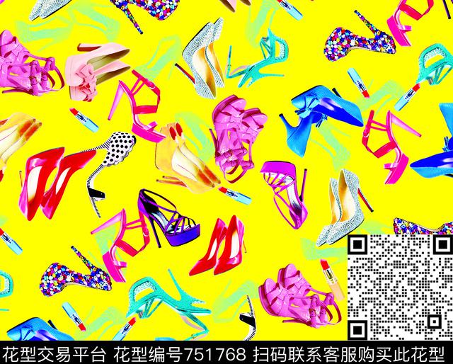 大花荷花花卉传统印花华亿平台下载（图片编号: 751768） - 瓦栏（Walan）