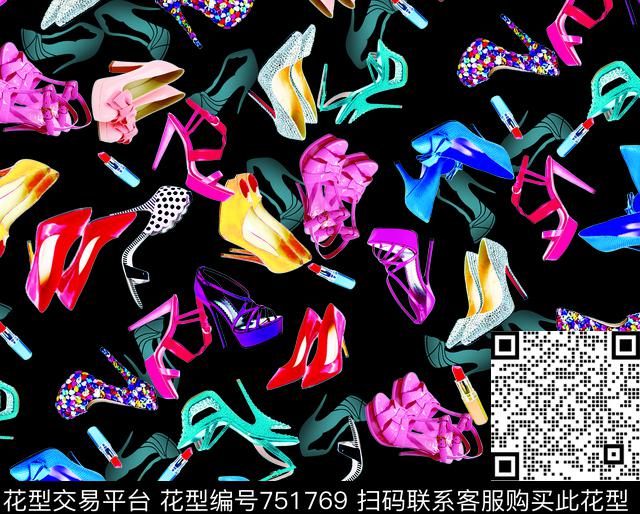 大花荷花花卉传统印花华亿平台下载（图片编号: 751769） - 瓦栏（Walan）