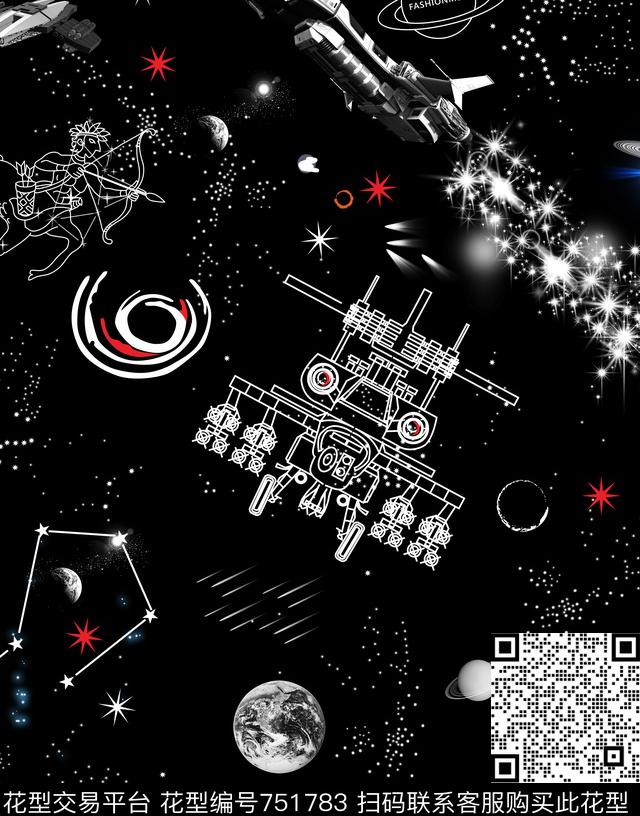 几何星空抽象数码印花华亿平台下载（图片编号: 751783） - 瓦栏（Walan）
