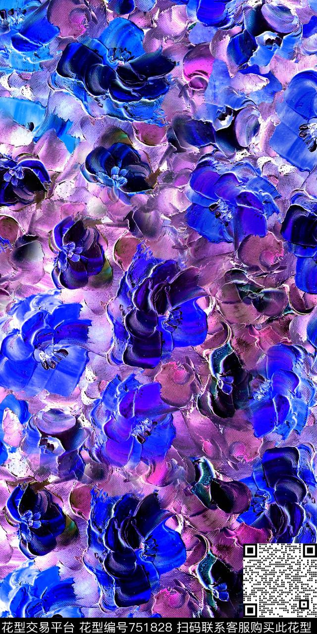 散花花朵花卉数码印花华亿平台下载（图片编号: 751828） - 瓦栏（Walan）