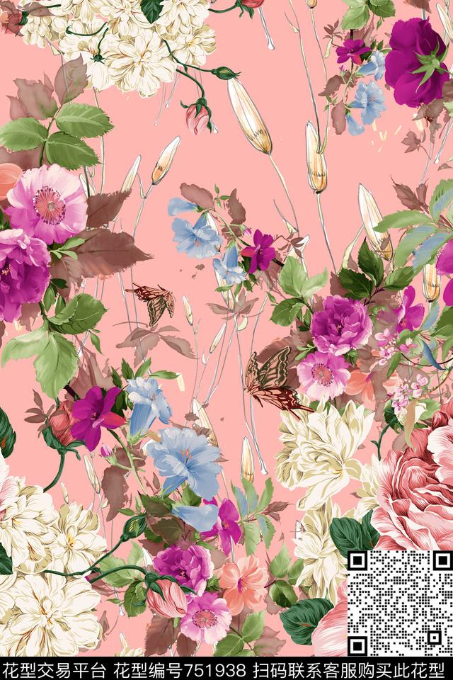 花朵花卉数码印花华亿平台下载（图片编号: 751938） - 瓦栏（Walan）