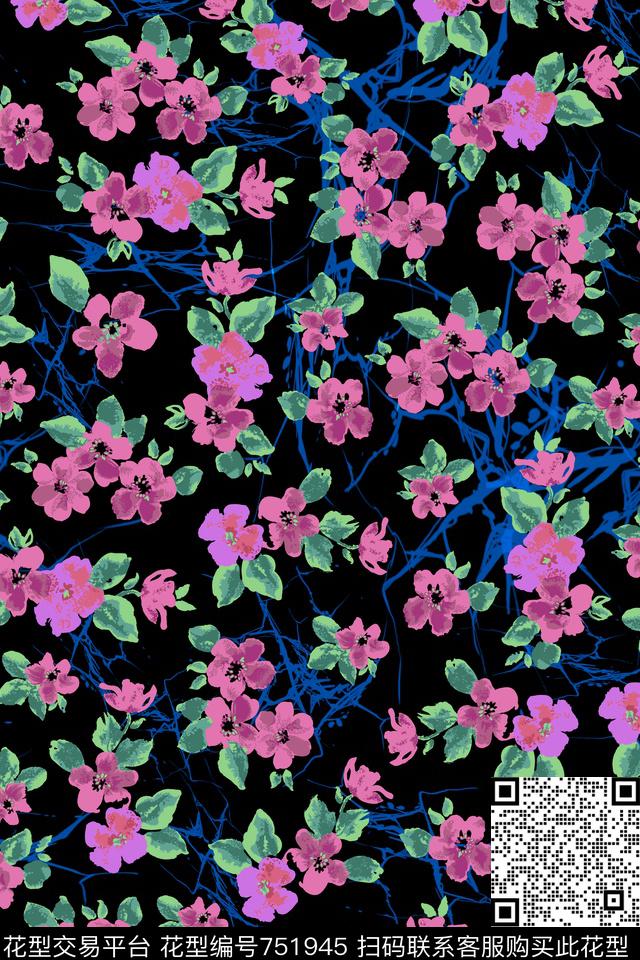 花卉花朵传统印花华亿平台下载（图片编号: 751945） - 瓦栏（Walan）