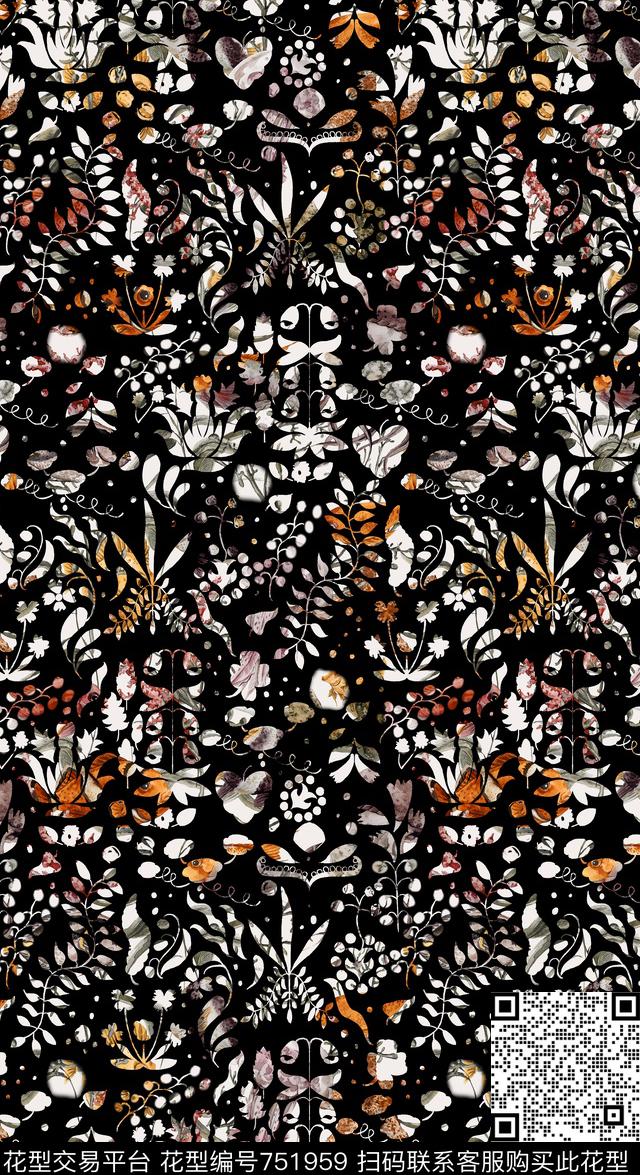 印第安图腾剪纸数码印花华亿平台下载（图片编号: 751959） - 瓦栏（Walan）