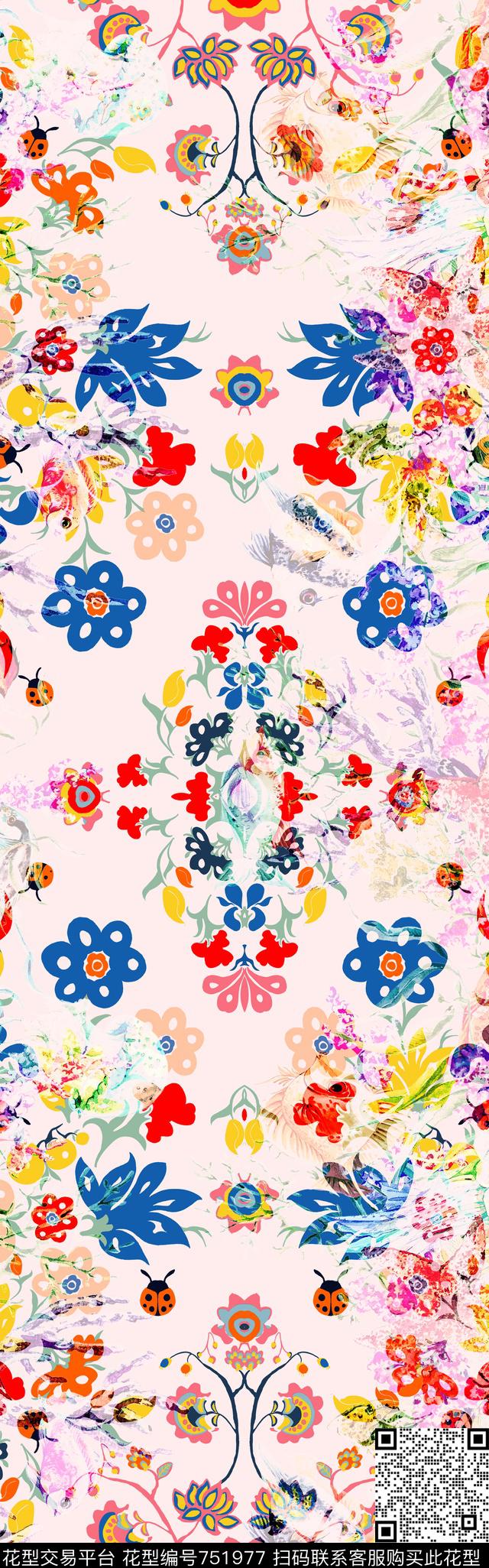 宫廷风民族风部落数码印花华亿平台下载（图片编号: 751977） - 瓦栏（Walan）