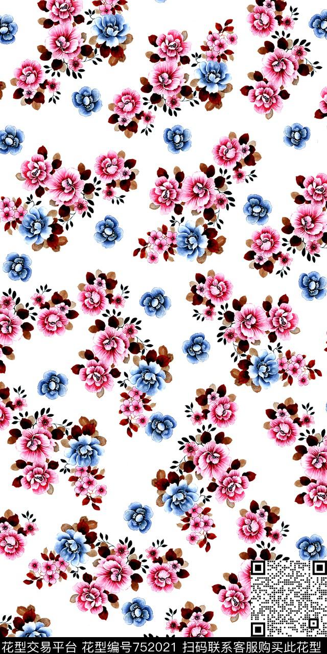 水彩数码花卉数码印花华亿平台下载（图片编号: 752021） - 瓦栏（Walan）