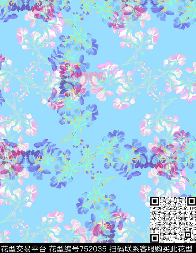 乱花小碎花兰花数码印花华亿平台下载（图片编号: 752035） - 瓦栏（Walan）