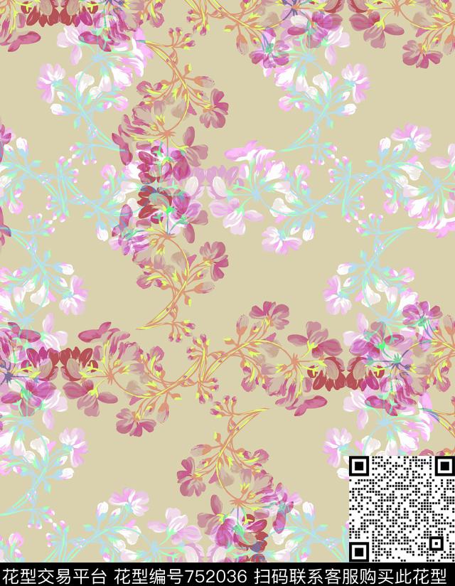 乱花小碎花兰花数码印花华亿平台下载（图片编号: 752036） - 瓦栏（Walan）