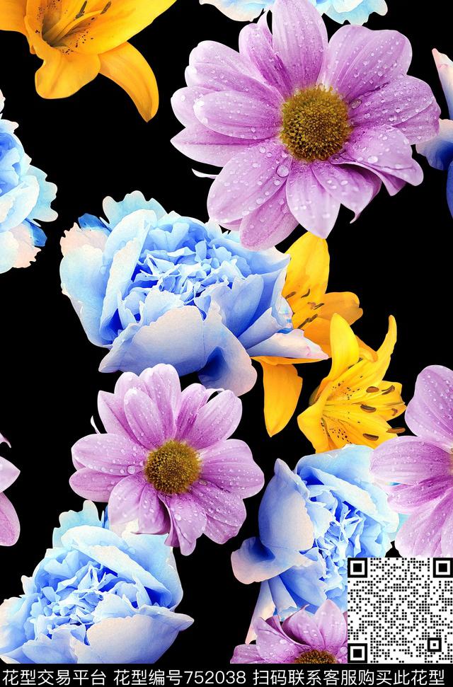 时尚不定位丝巾女装家纺花卉数码印花华亿平台下载（图片编号: 752038） - 瓦栏（Walan）