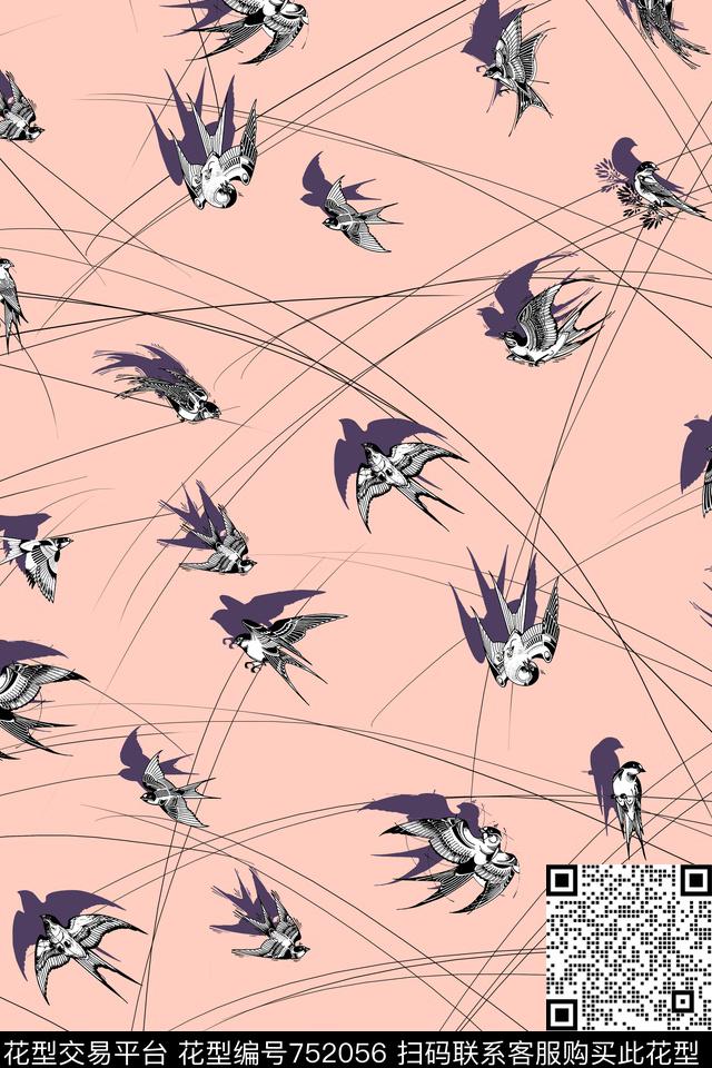 趣味传统鸟传统印花华亿平台下载（图片编号: 752056） - 瓦栏（Walan）