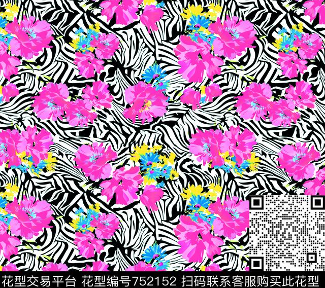 大花花朵花卉传统印花华亿平台下载（图片编号: 752152） - 瓦栏（Walan）