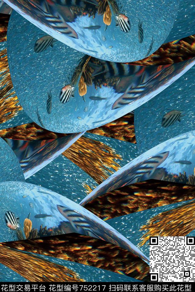 湍流抽象海景数码印花华亿平台下载（图片编号: 752217） - 瓦栏（Walan）