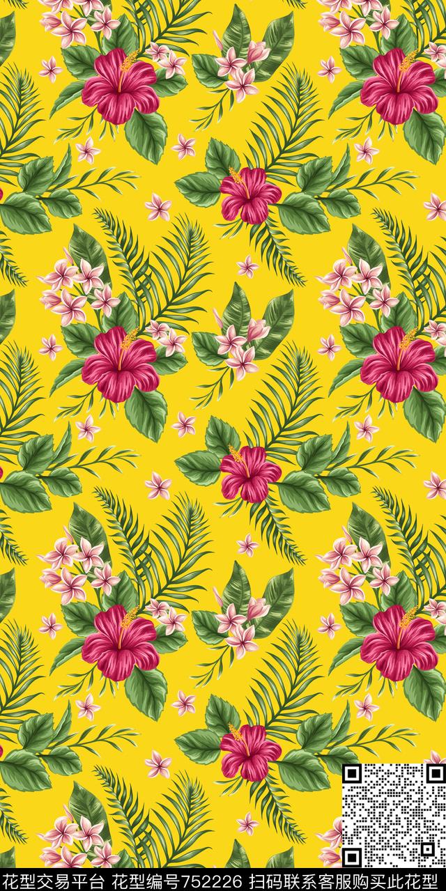 花卉乱花桃花传统印花华亿平台下载（图片编号: 752226） - 瓦栏（Walan）