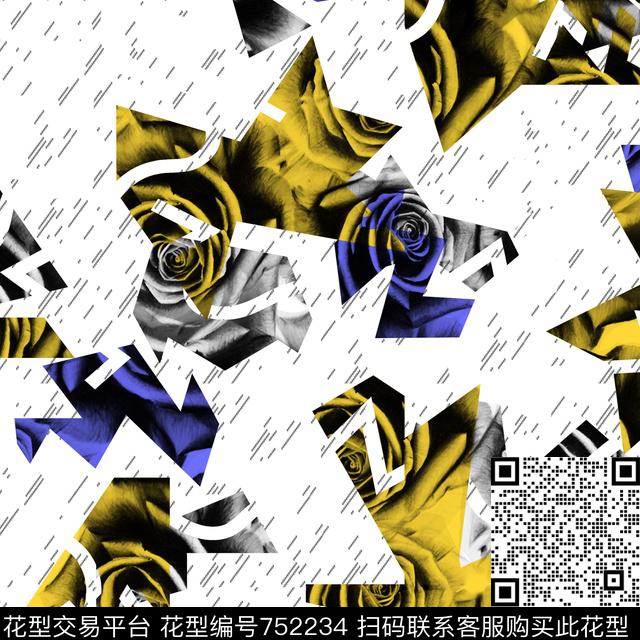 花卉几何暗花数码印花华亿平台下载（图片编号: 752234） - 瓦栏（Walan）